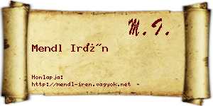 Mendl Irén névjegykártya